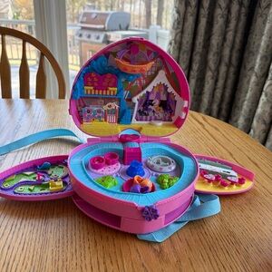 Polly Pocket Tiny Is Mighty Theme Park Backpack Pink Heart Carry Case Kids Toy